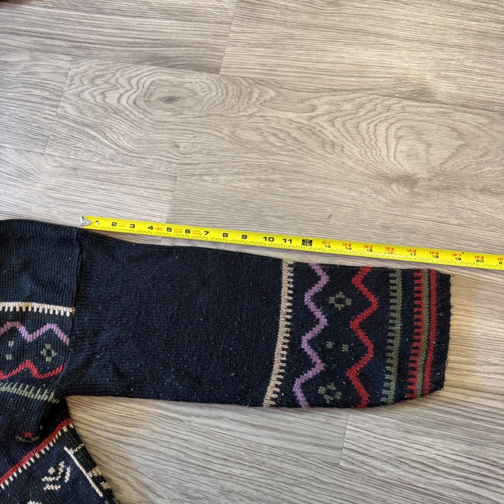 Vintage 90s Clifton Place Knits Southwestern Geometric Black Cardigan Sweater - Picture 5 of 6